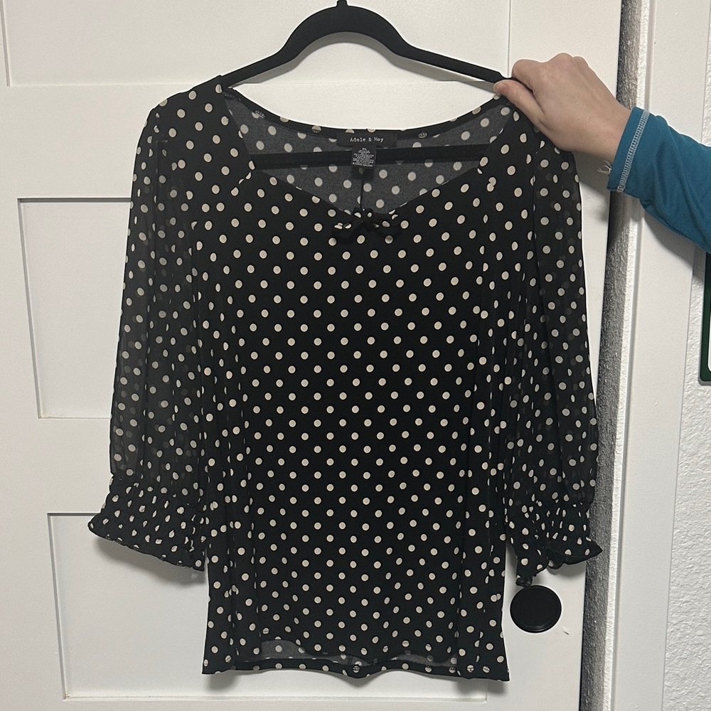 Elegant Black Polka Dot Blouse